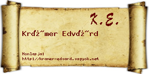Krámer Edvárd névjegykártya